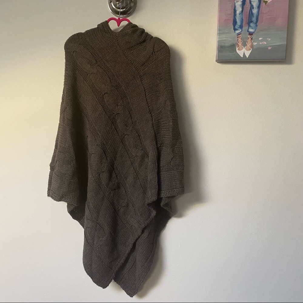 Cocogio knit long hooded poncho
